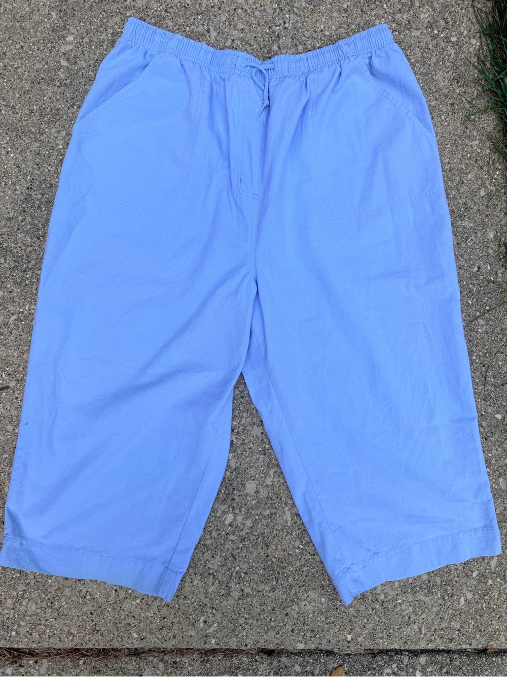 CC Hughes 2X Periwinkle Blue Cotton Blend Pull On Capri Pants